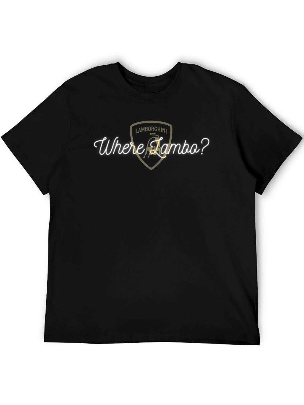 Where Lambo? Mens Black Graphic Tee