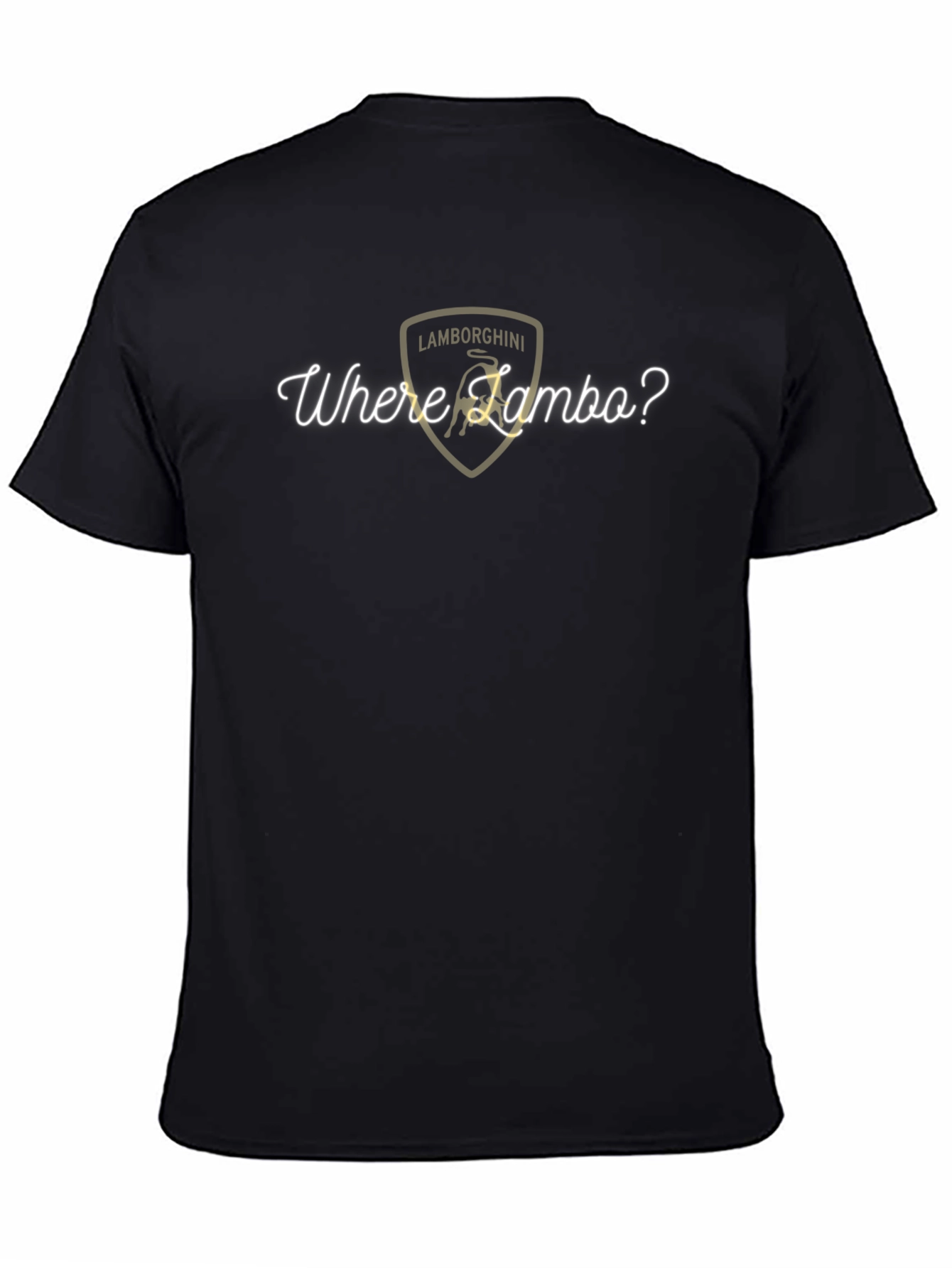Where Lambo? Mens Black Graphic Tee
