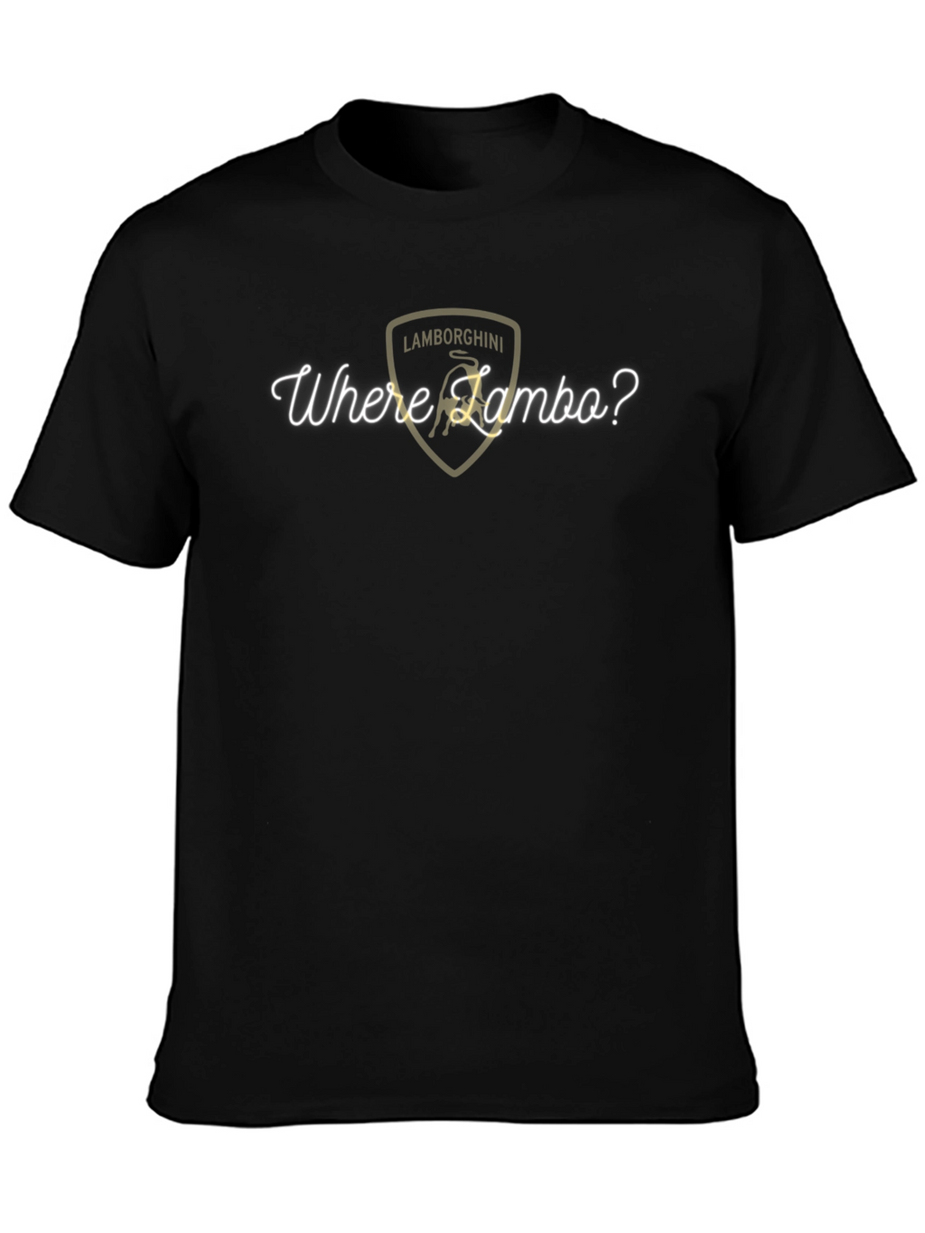 Where Lambo? Mens Black Graphic Tee