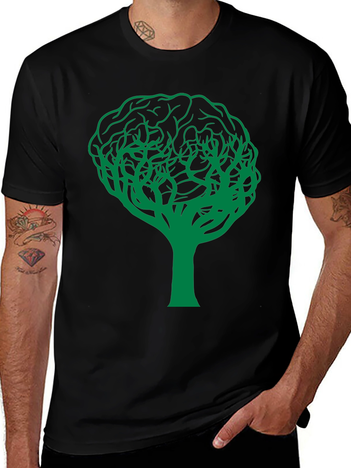 Brain Tree Graphic Tee - Black Cotton Comfort Fit T-Shirt