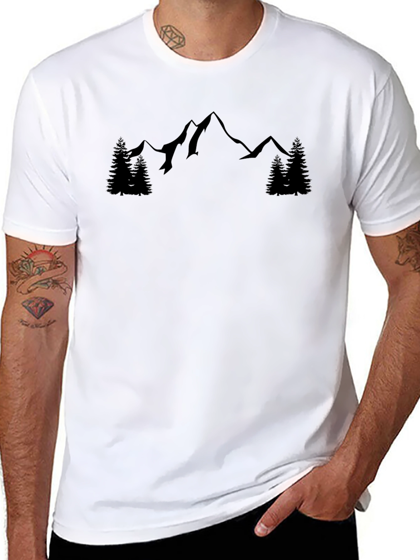 Mountain Silhouette Graphic Tee - Black