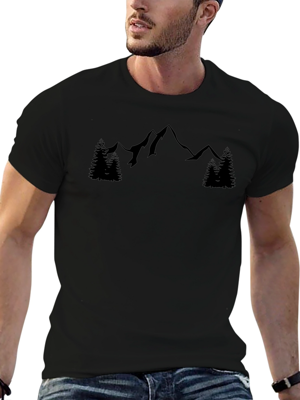 Mountain Silhouette Graphic Tee - Black