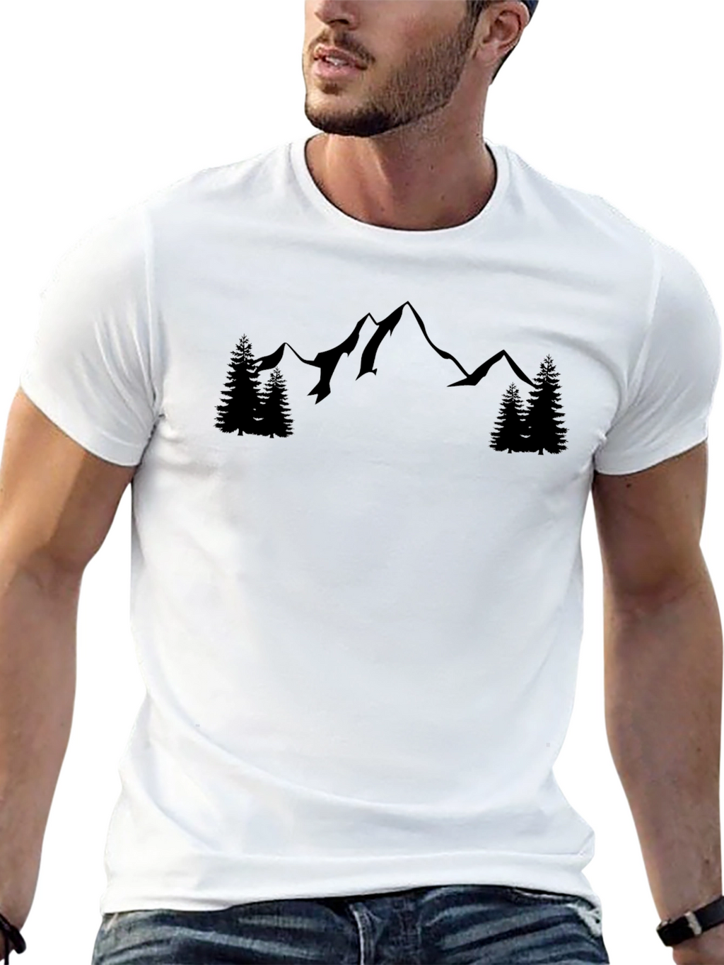 Mountain Silhouette Graphic Tee - Black