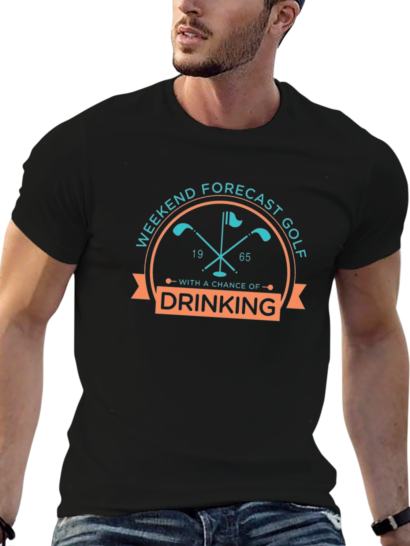 Golf Weekend Forecast Drinking Funny Graphic Tee