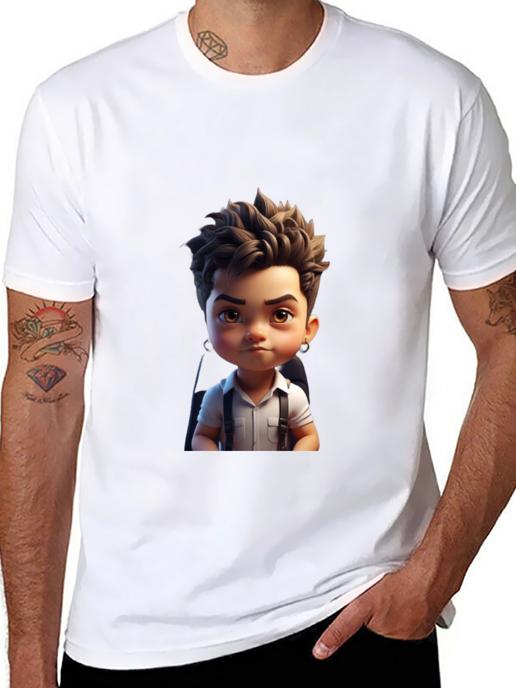 Cartoon Boy Graphic Print T-Shirt