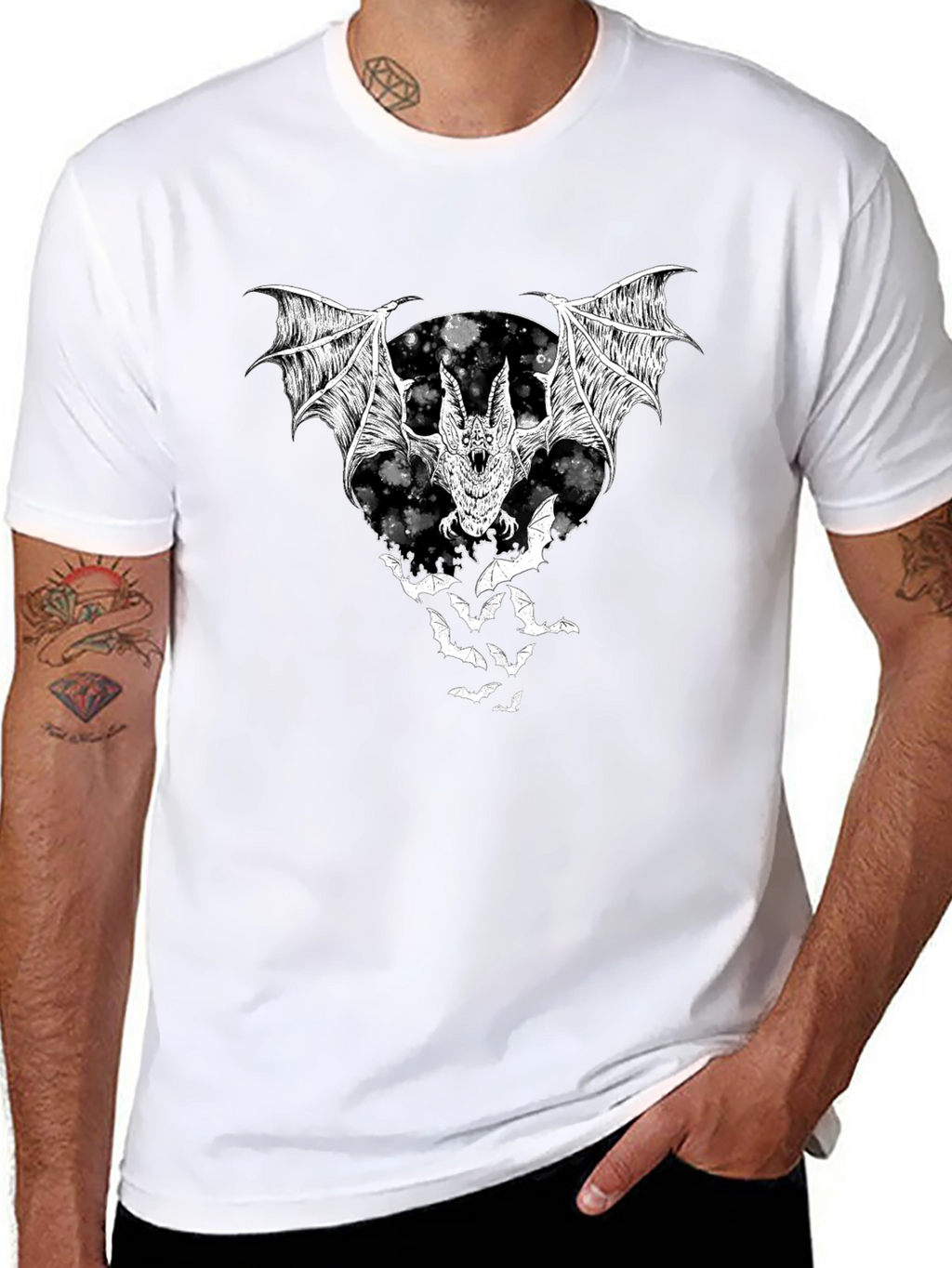 Bat Graphic T-Shirt - Black Halloween Tee