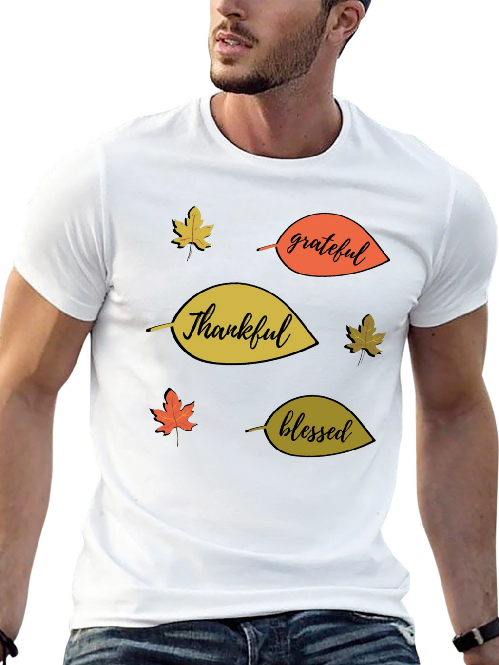 Fall Themed T-Shirt: Thankful Grateful Blessed