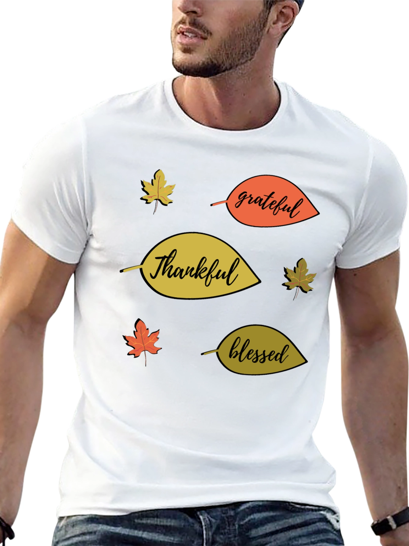 Fall Themed T-Shirt: Thankful Grateful Blessed