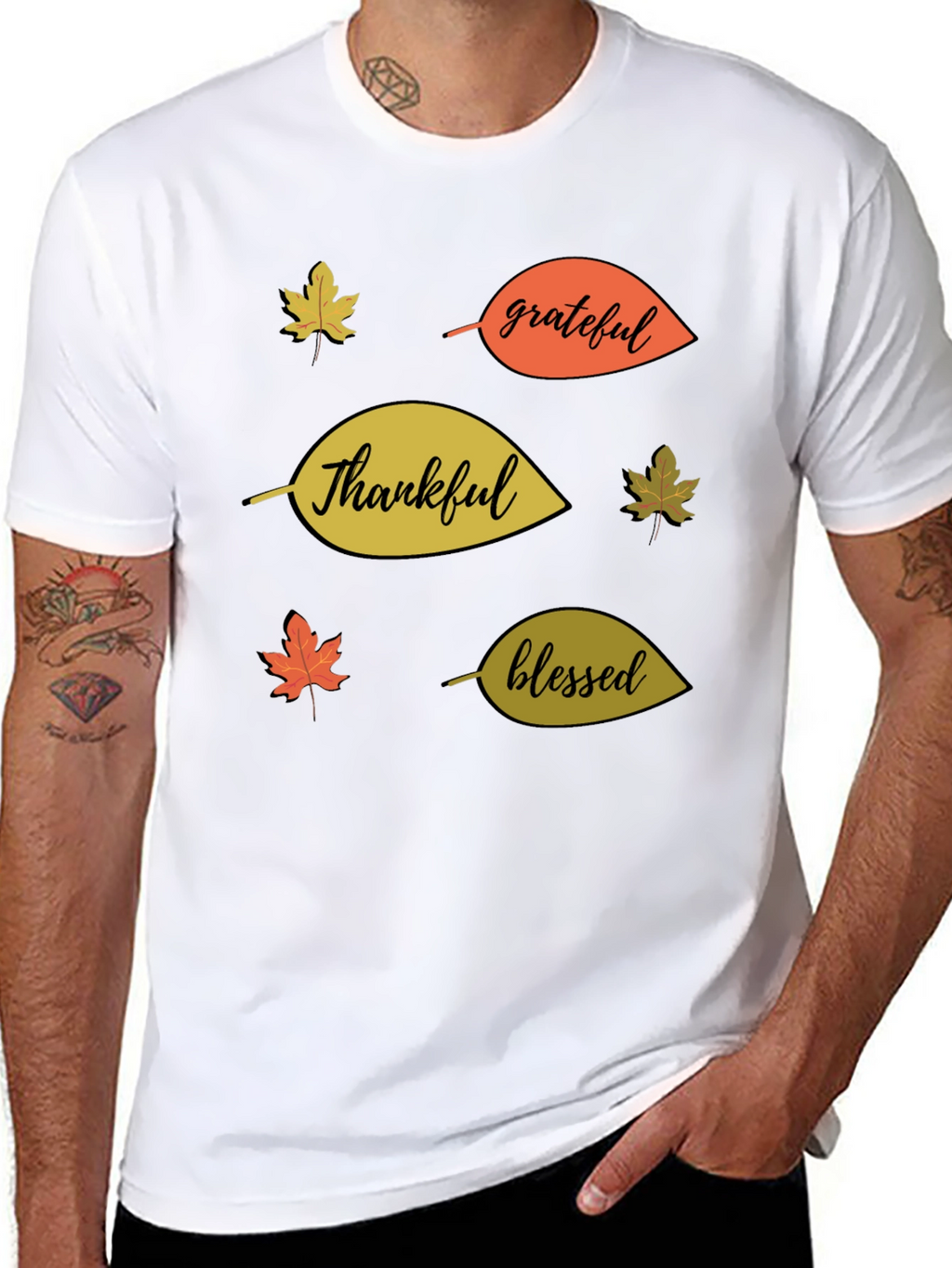 Fall Themed T-Shirt: Thankful Grateful Blessed