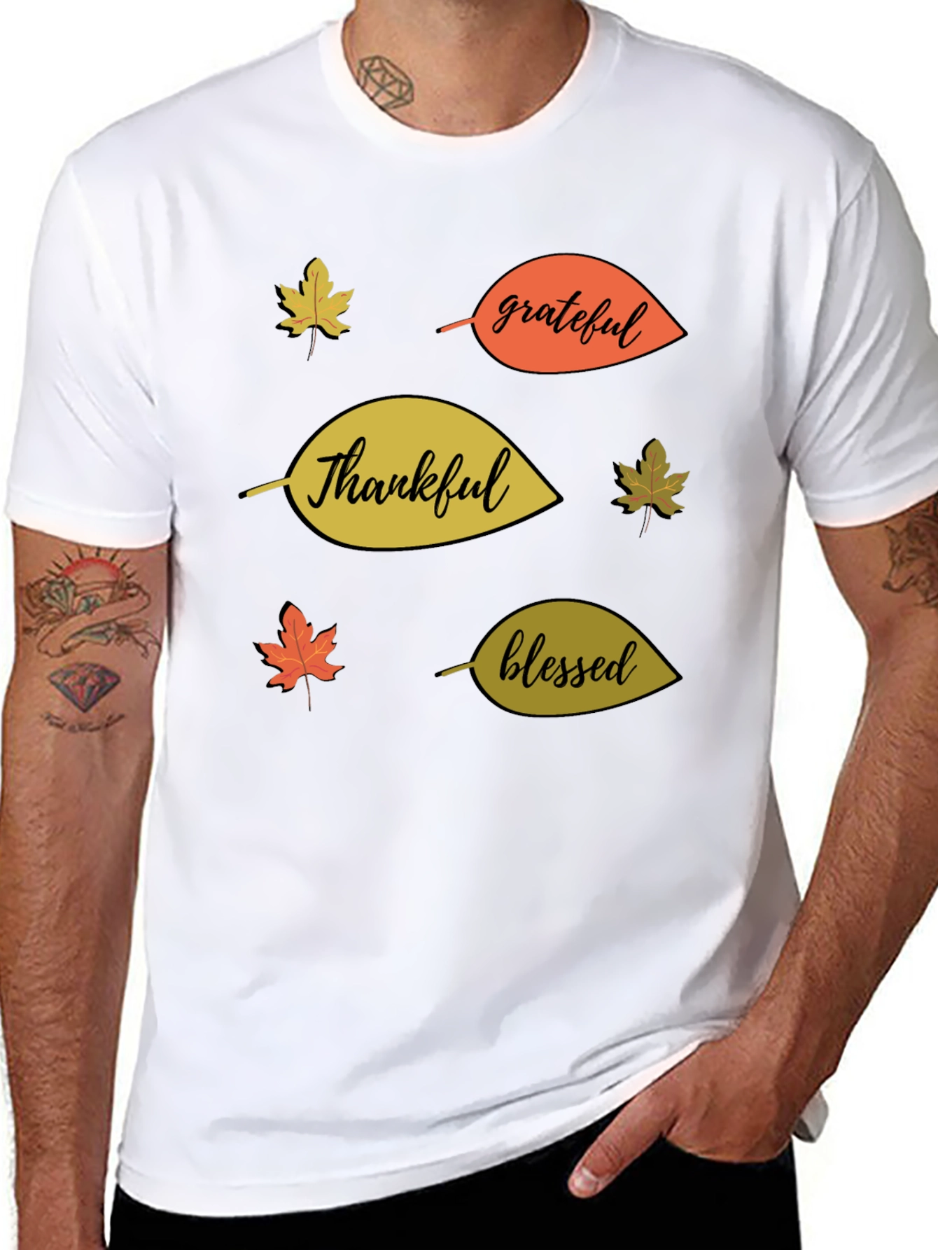 Fall Themed T-Shirt: Thankful Grateful Blessed