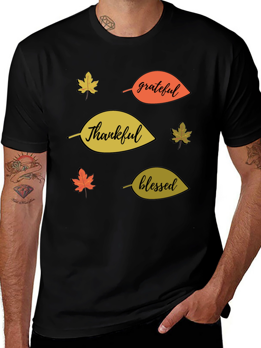 Fall Themed T-Shirt: Thankful Grateful Blessed