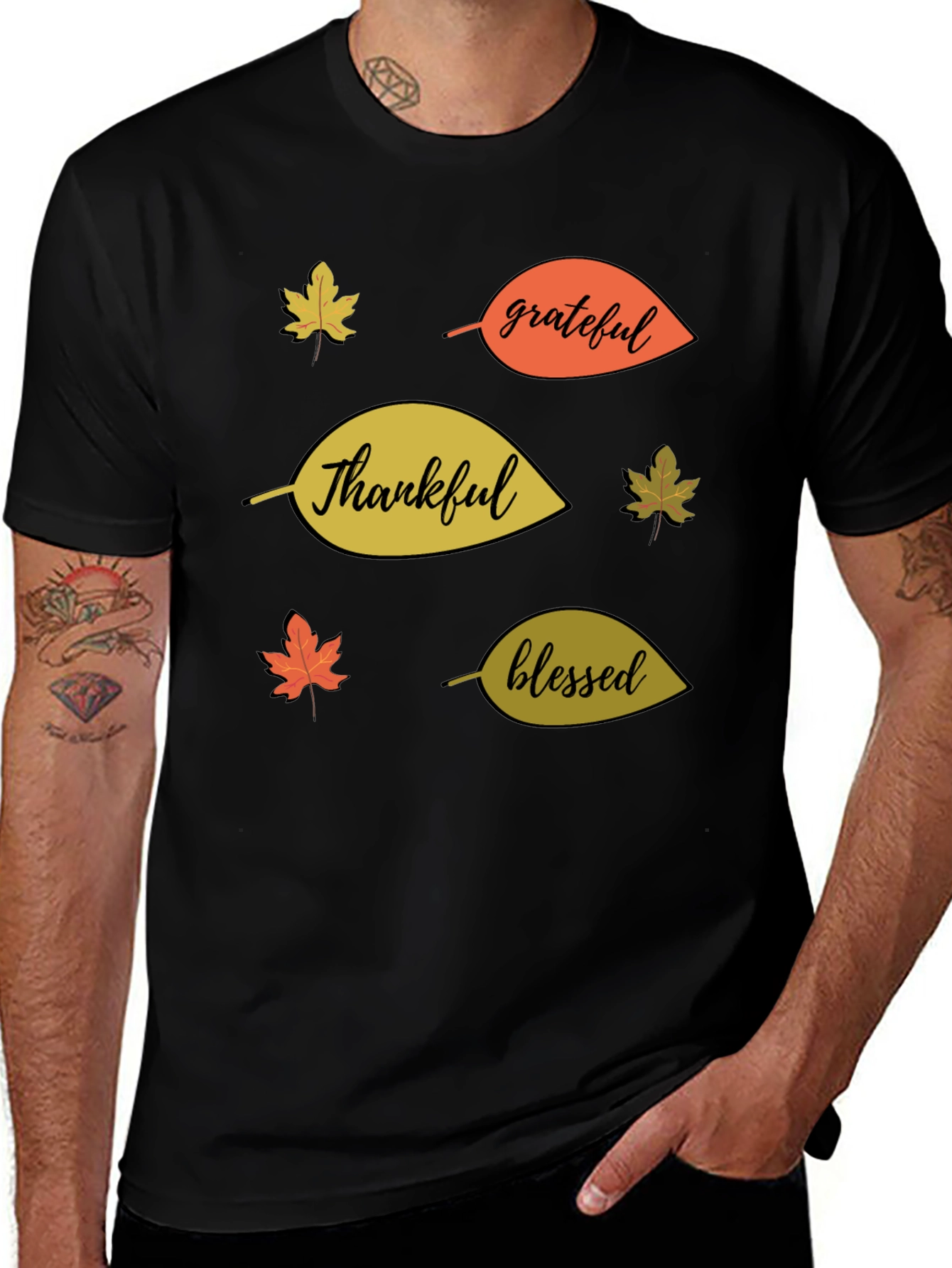 Fall Themed T-Shirt: Thankful Grateful Blessed