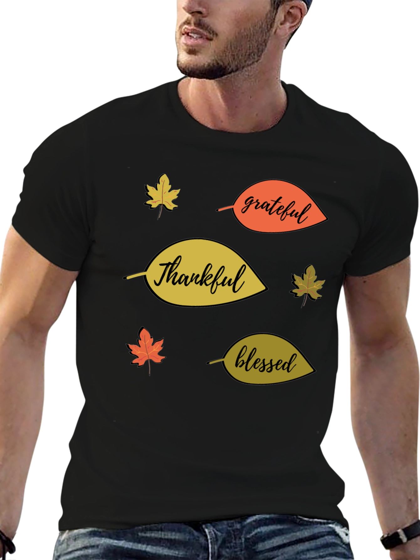 Fall Themed T-Shirt: Thankful Grateful Blessed