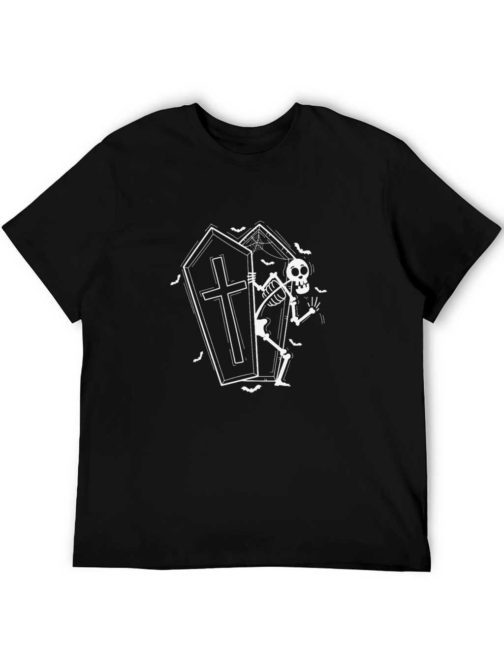 Spooky Skeleton Coffin Graphic Tee - Halloween Ready