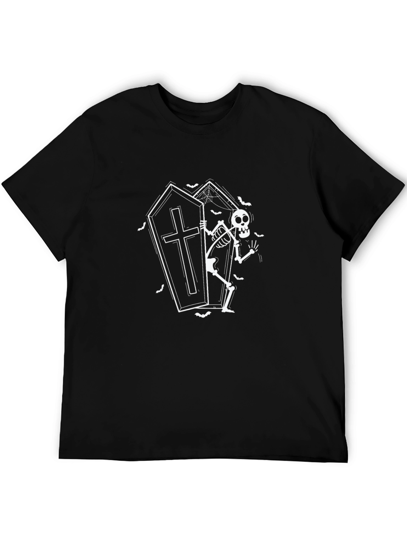 Spooky Skeleton Coffin Graphic Tee - Halloween Ready