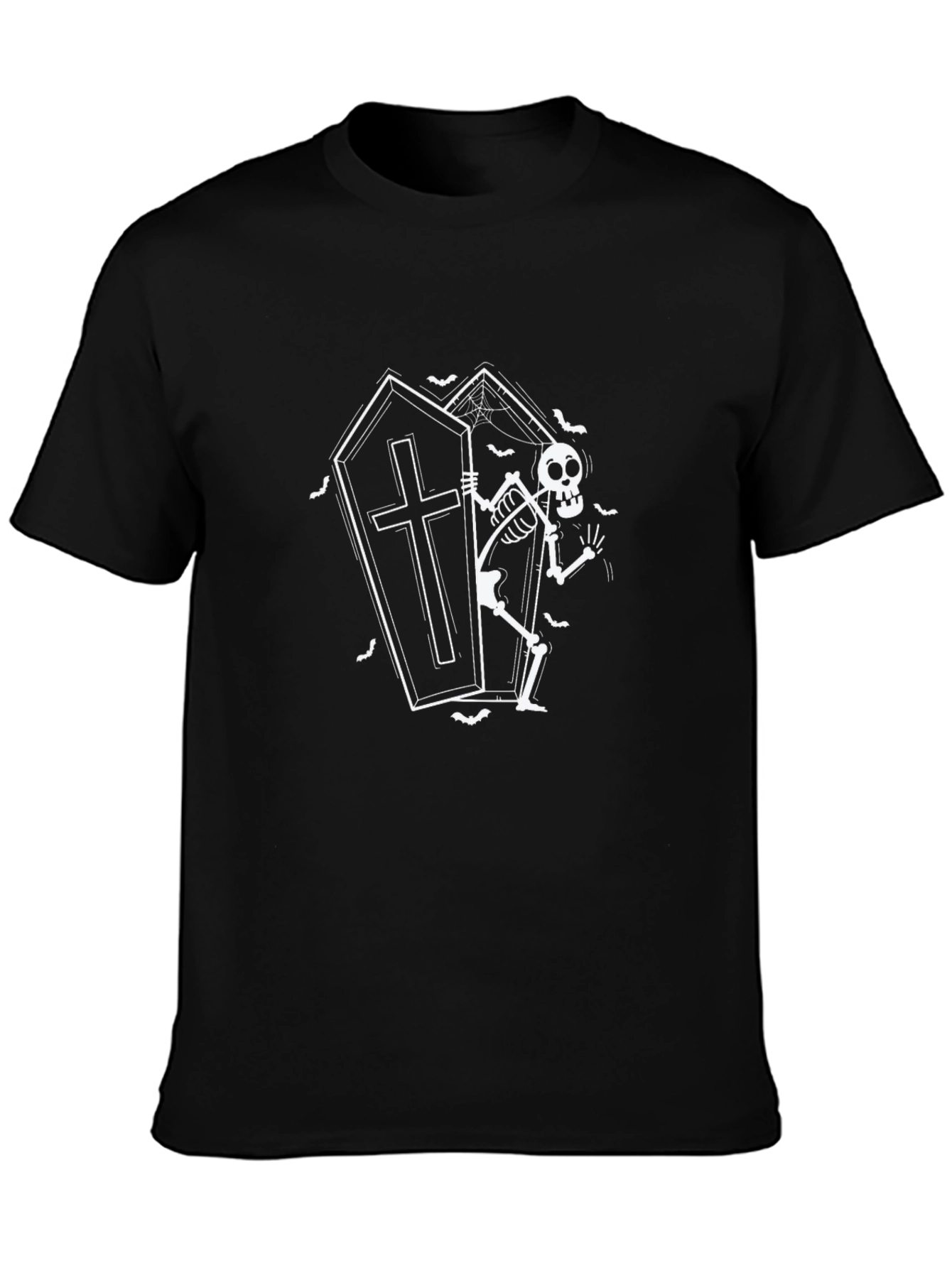 Spooky Skeleton Coffin Graphic Tee - Halloween Ready