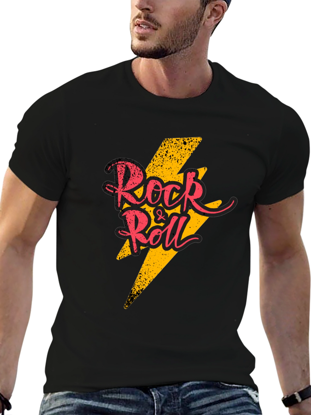 Rock & Roll Graphic T-Shirt - Black Cotton Tee
