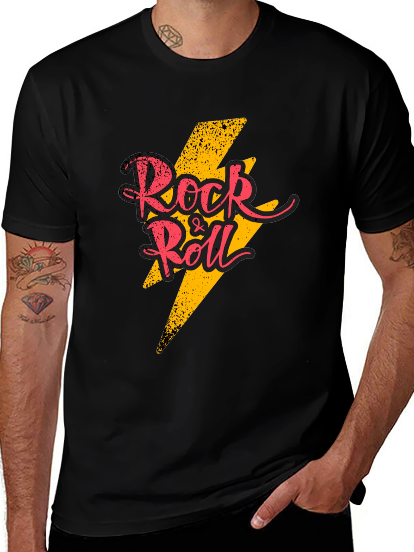 Rock & Roll Graphic T-Shirt - Black Cotton Tee