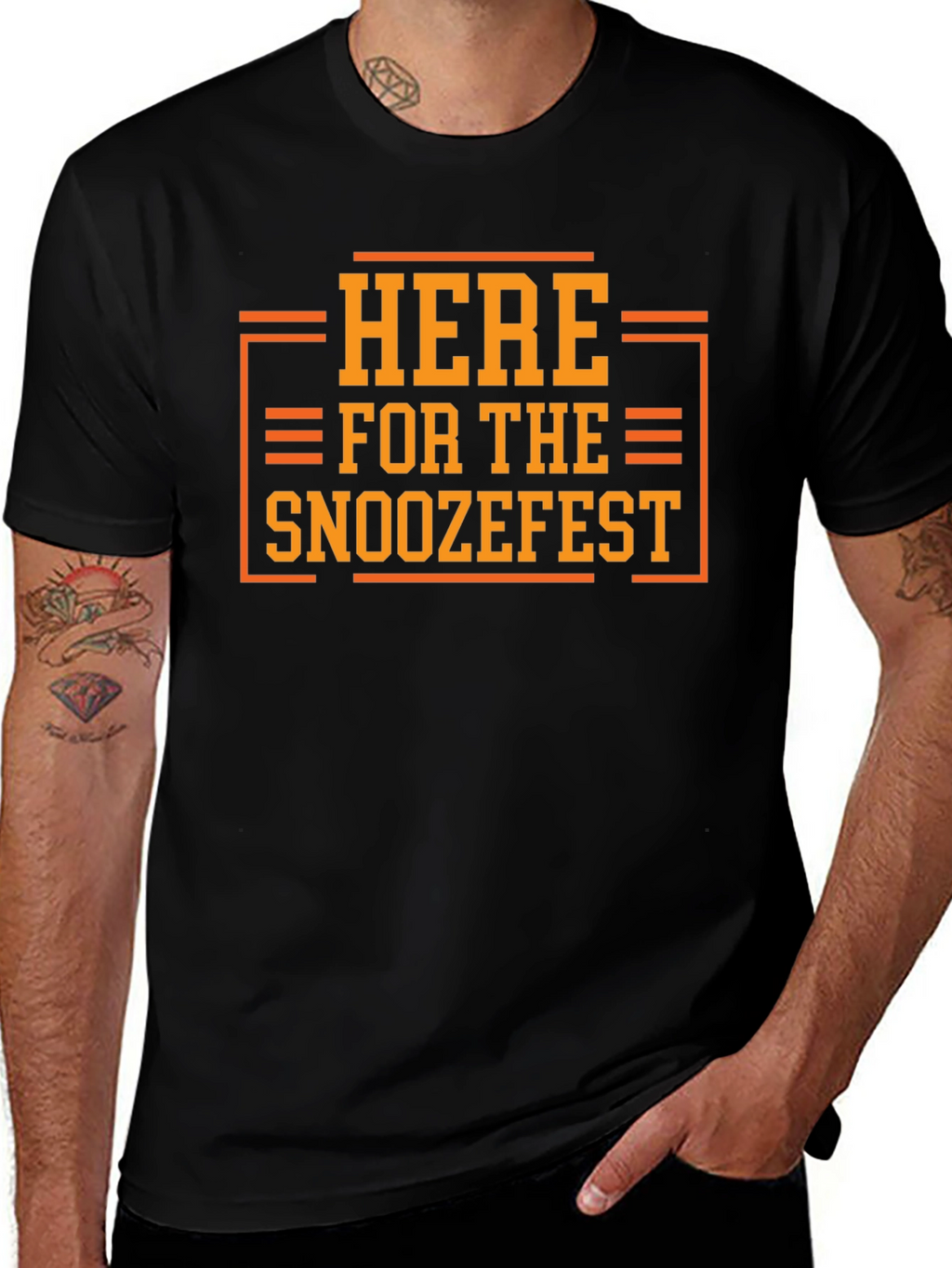 Here for the Snoozefest Graphic Tee - Black
