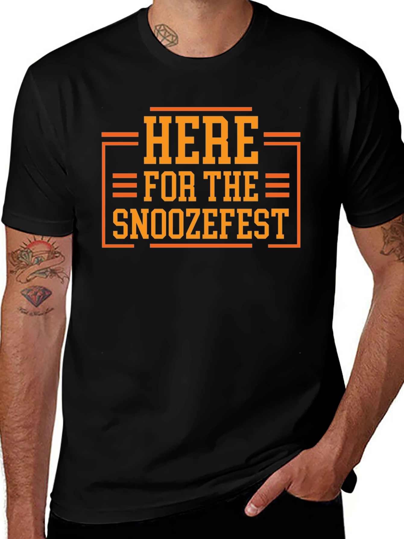 Here for the Snoozefest Graphic Tee - Black