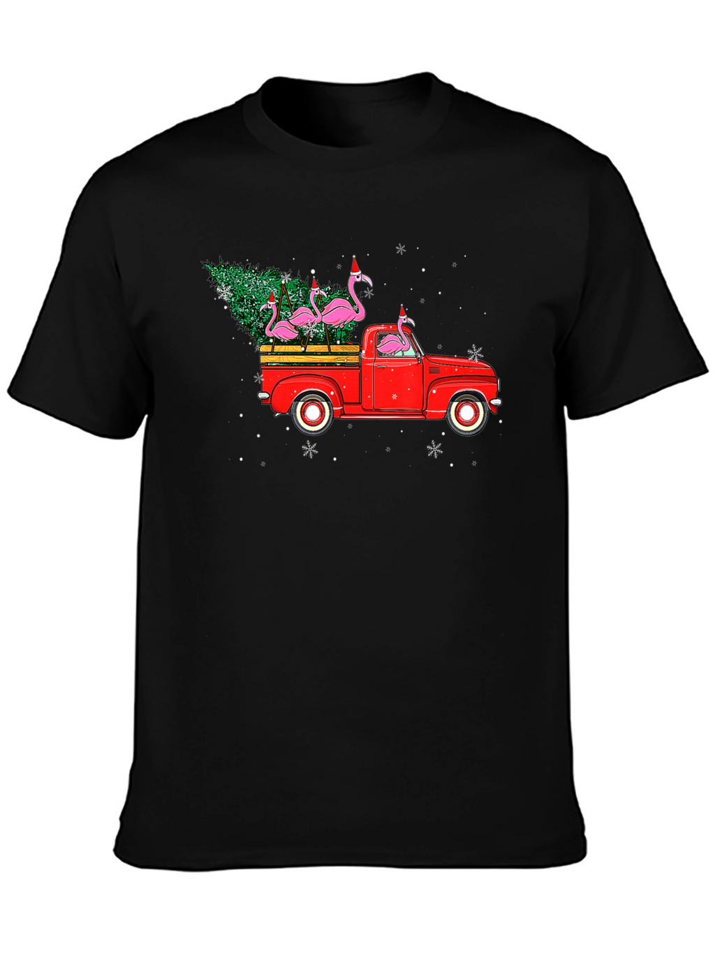 Flamingo Christmas Truck T-Shirt