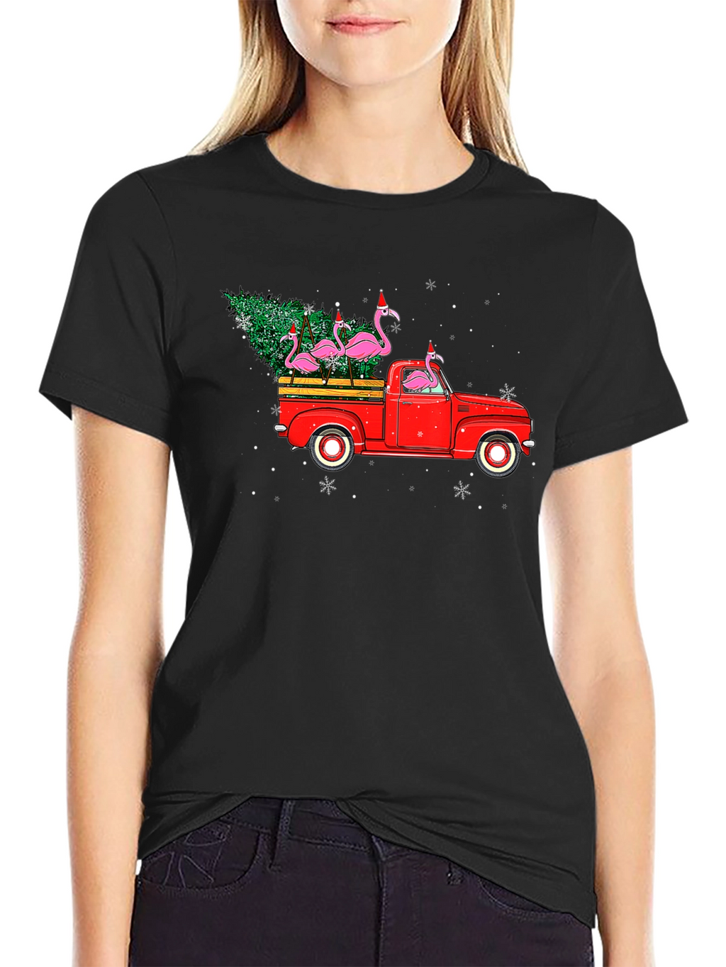 Flamingo Christmas Truck T-Shirt