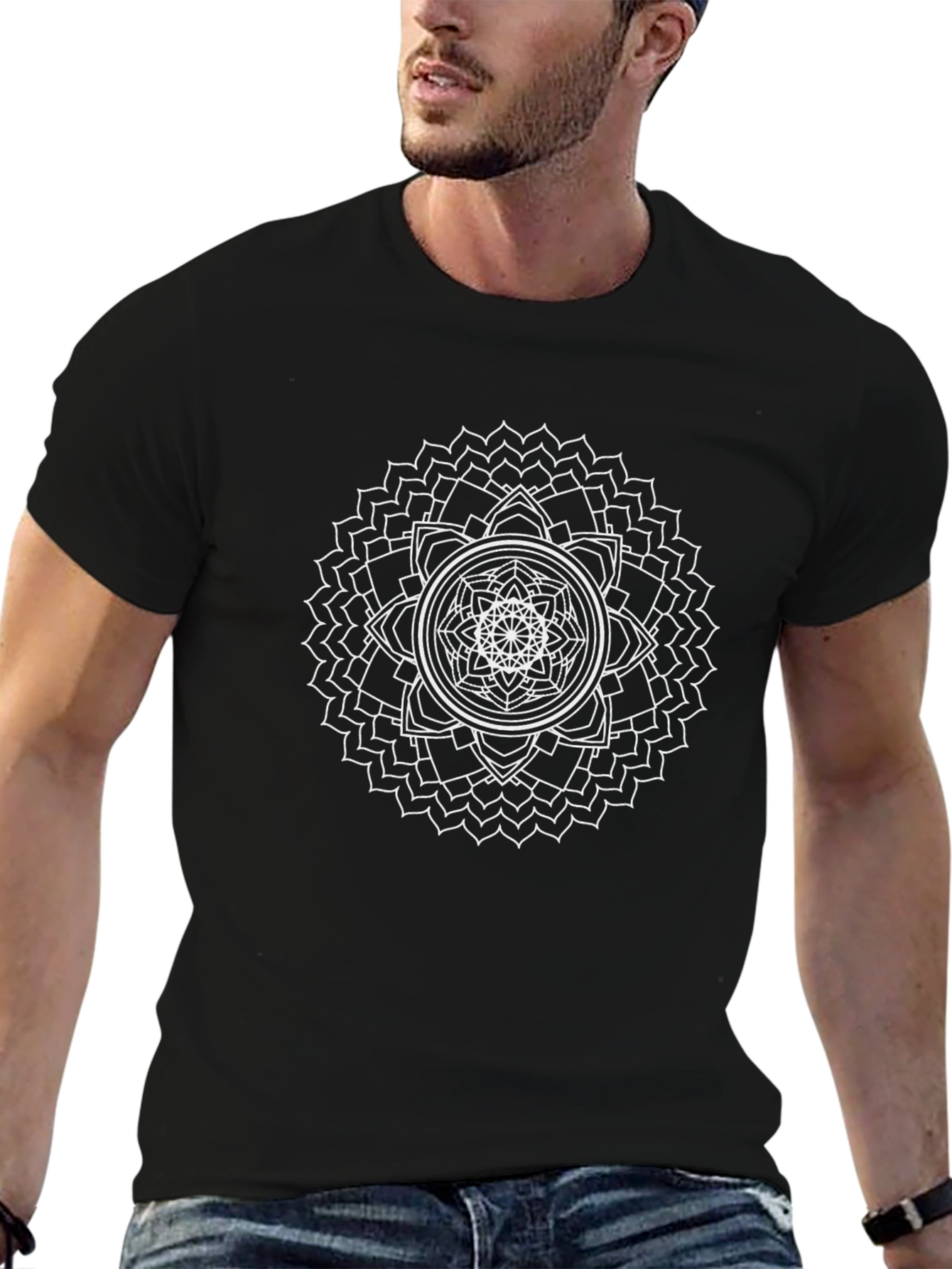 Mandala Graphic Tee - Stylish Black Cotton T-Shirt