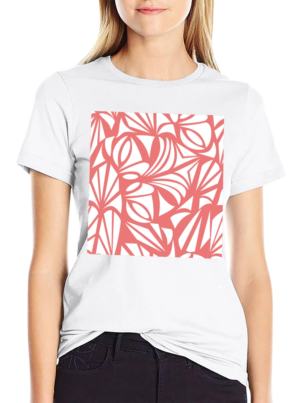 Abstract Pattern Black Crew Neck Tee