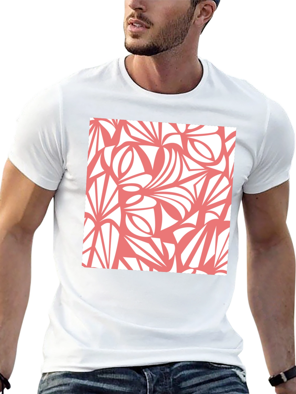 Abstract Pattern Black Crew Neck Tee