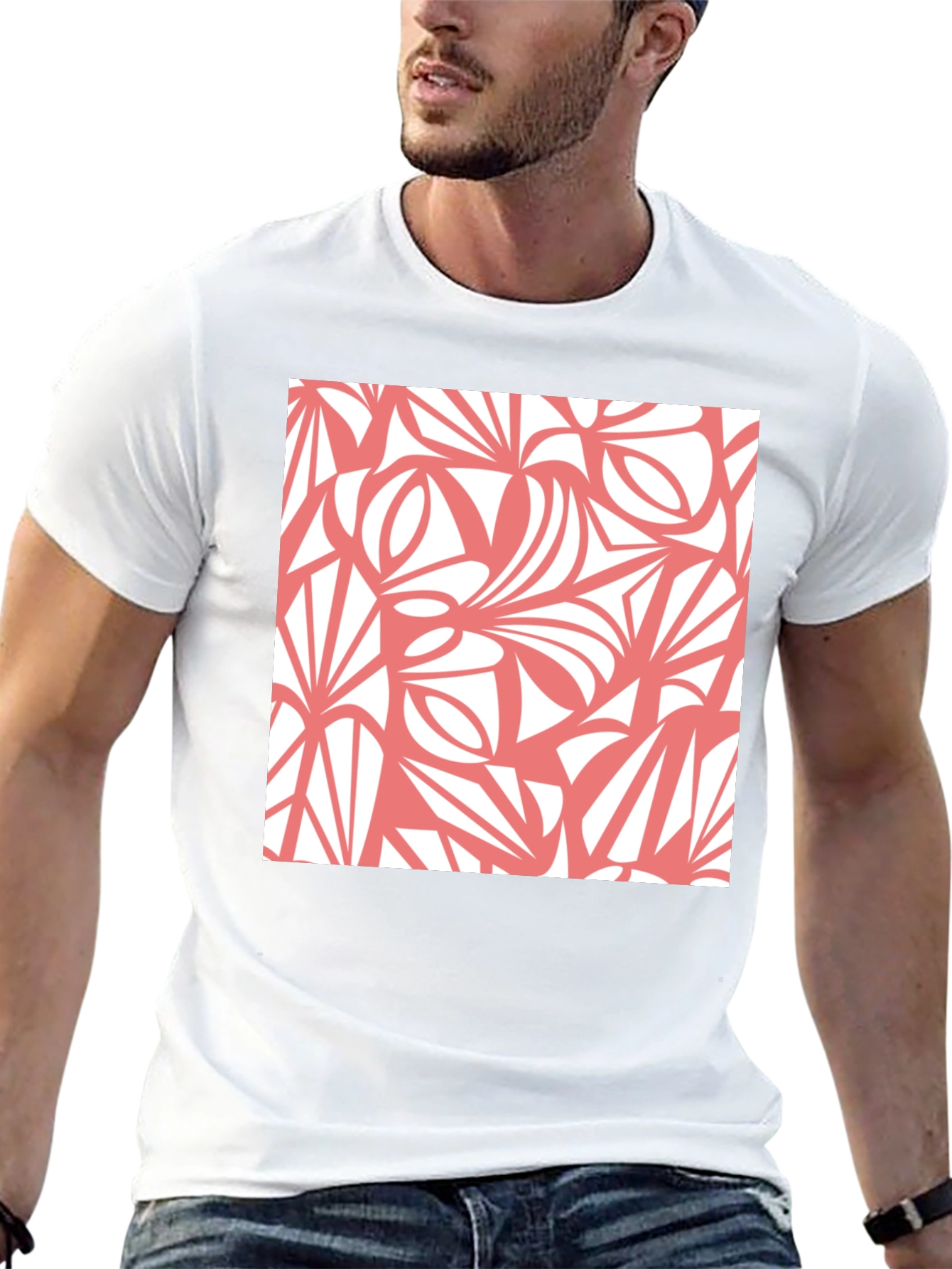 Abstract Pattern Black Crew Neck Tee