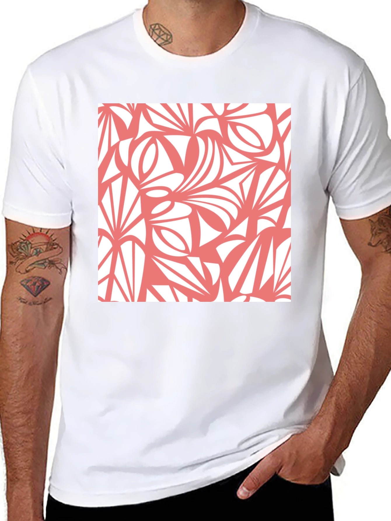 Abstract Pattern Black Crew Neck Tee