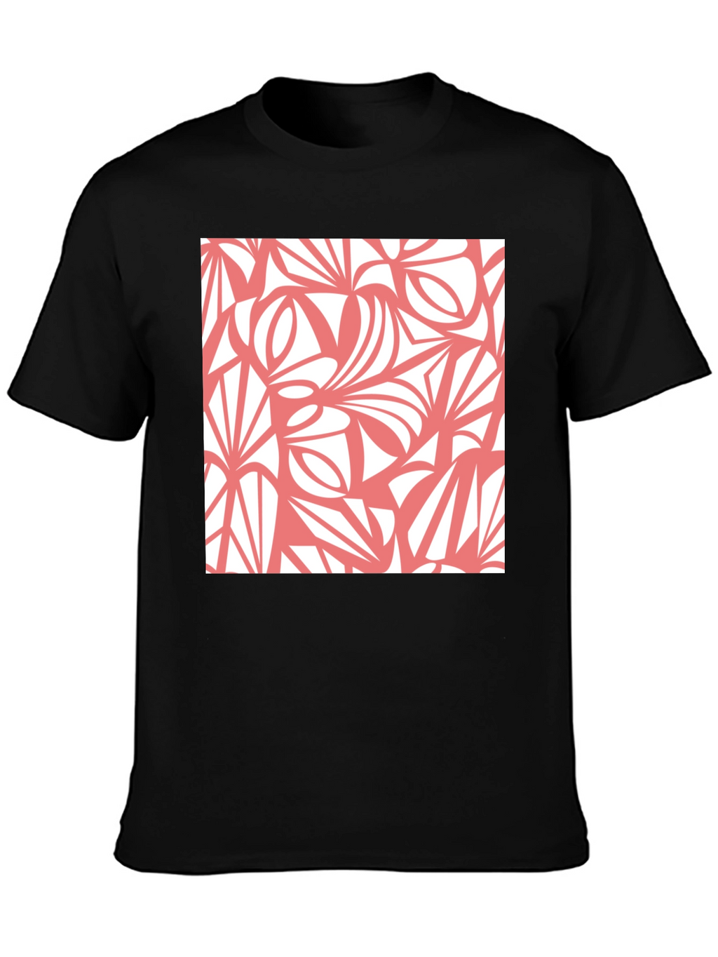 Abstract Pattern Black Crew Neck Tee