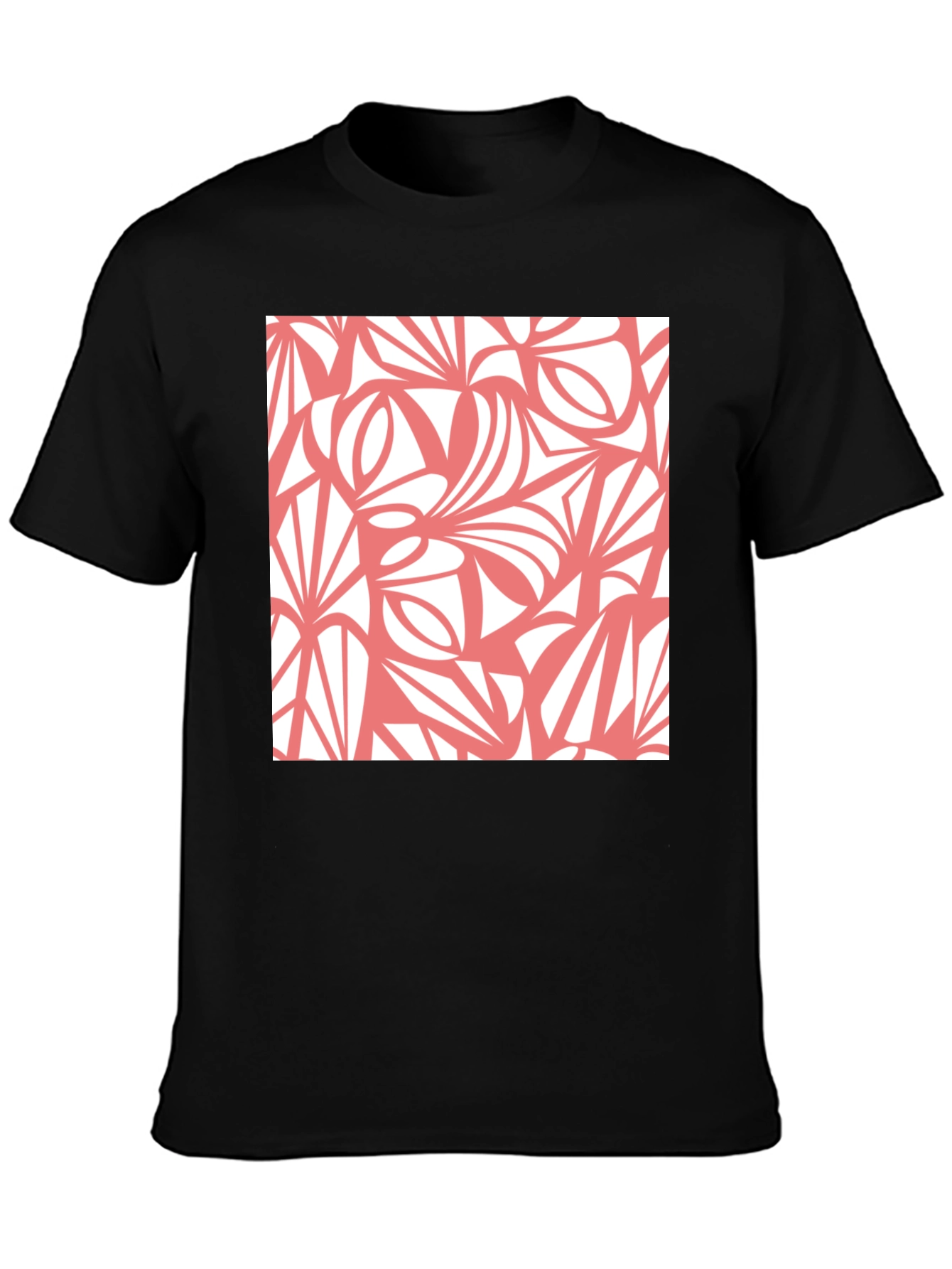Abstract Pattern Black Crew Neck Tee