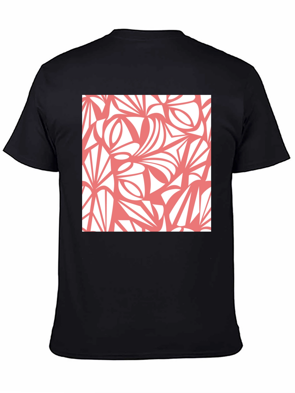 Abstract Pattern Black Crew Neck Tee