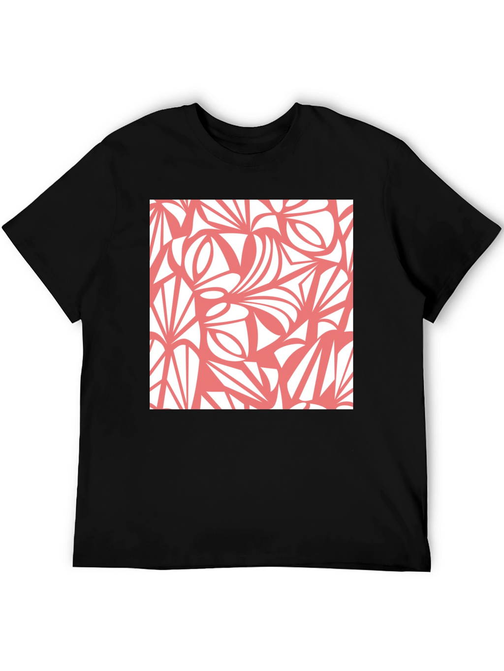 Abstract Pattern Black Crew Neck Tee