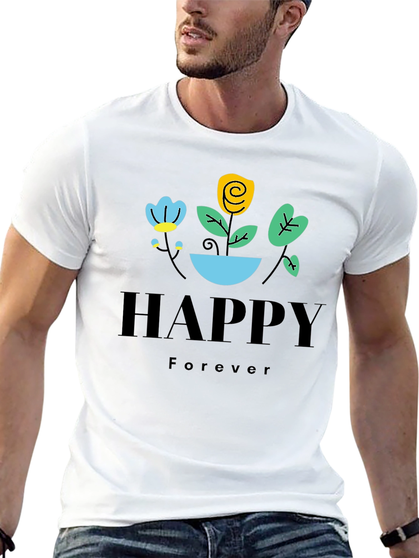 Happy Forever Floral Graphic T-Shirt