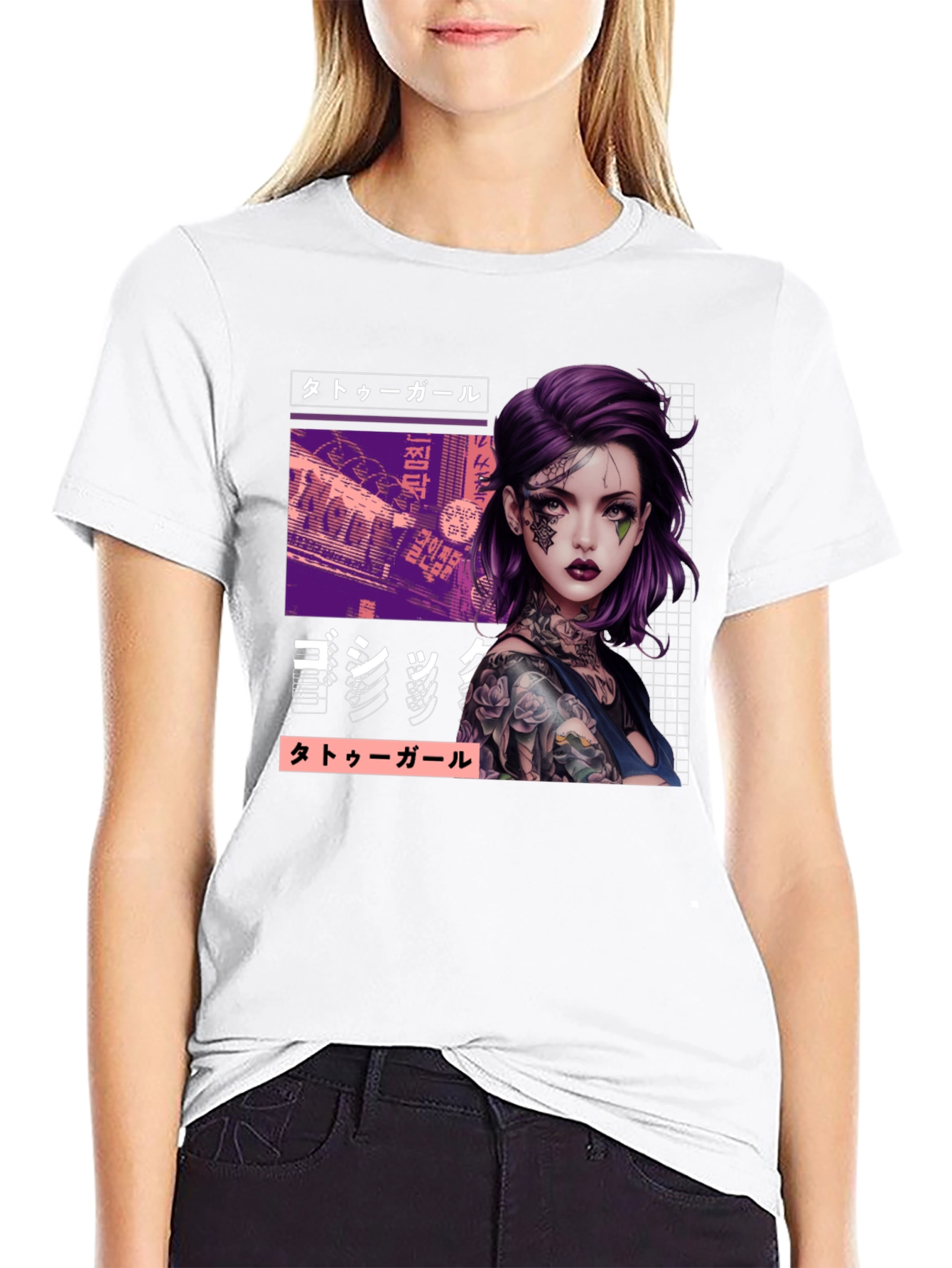 Tattoo Girl Graphic Tee - Urban Style