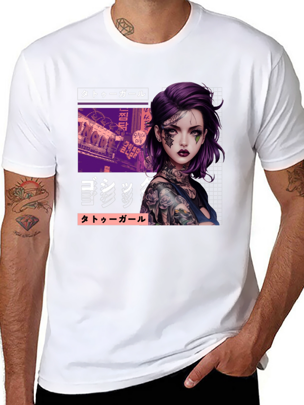 Tattoo Girl Graphic Tee - Urban Style