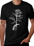 Rose & Moon Graphic Tee - Black