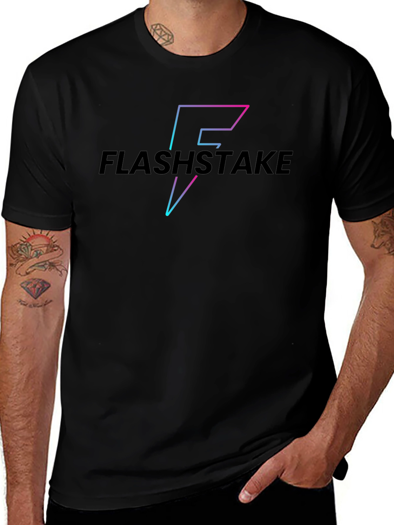FlashStake Black Graphic Tee - Stylish Streetwear