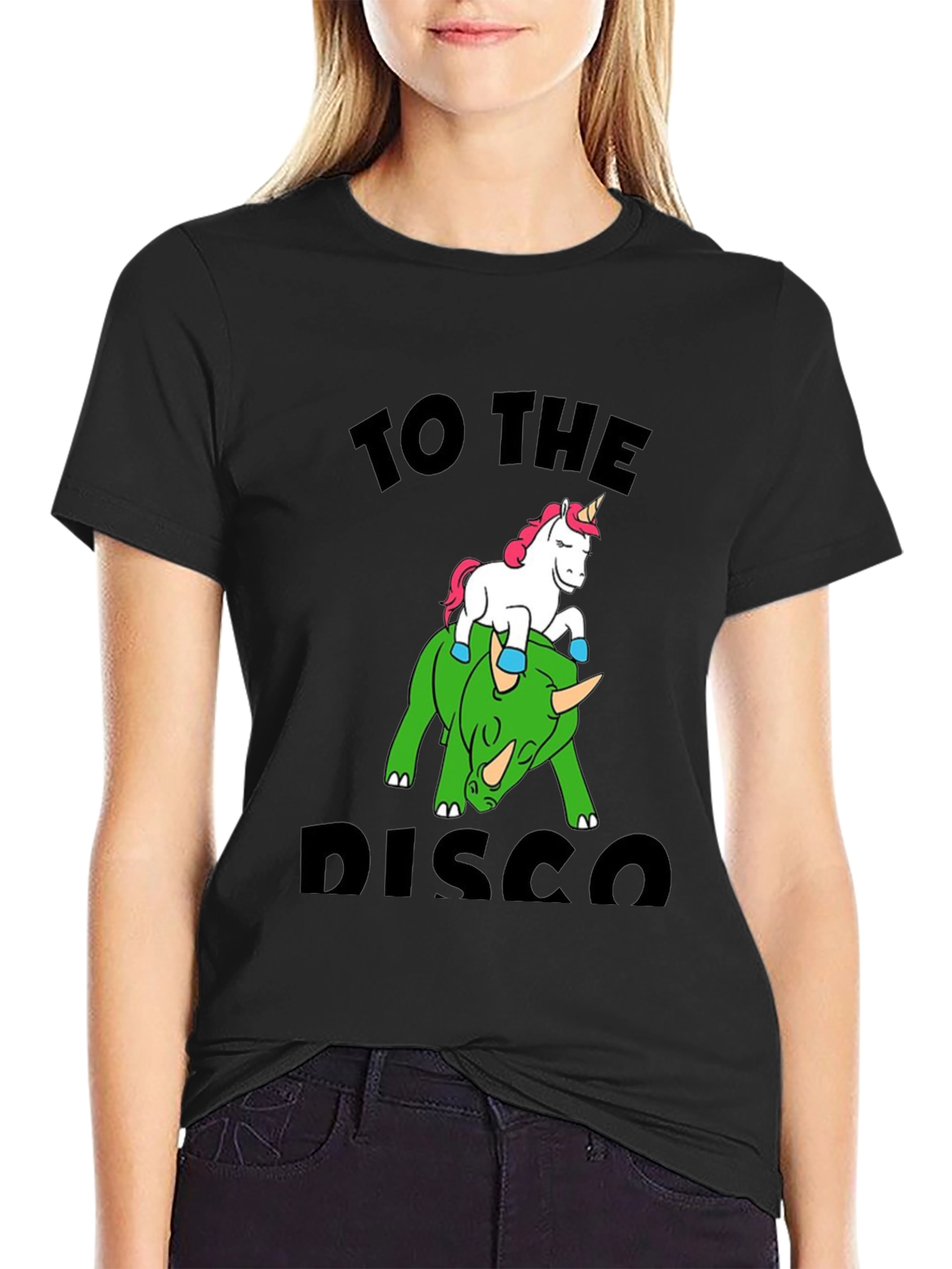 Unicorn Riding Dinosaur Graphic Tee