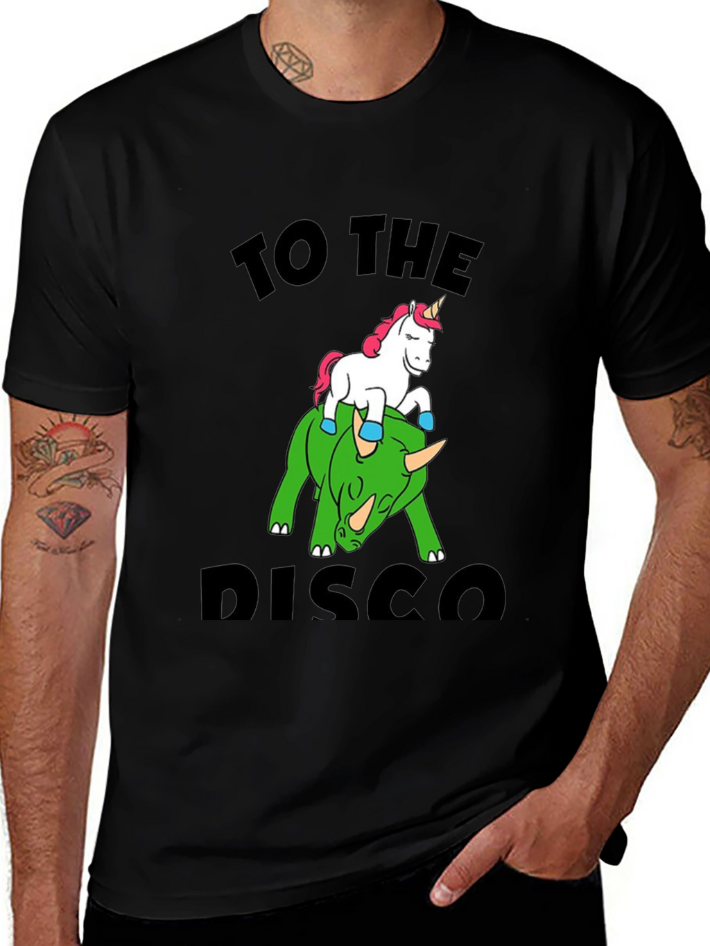 Unicorn Riding Dinosaur Graphic Tee