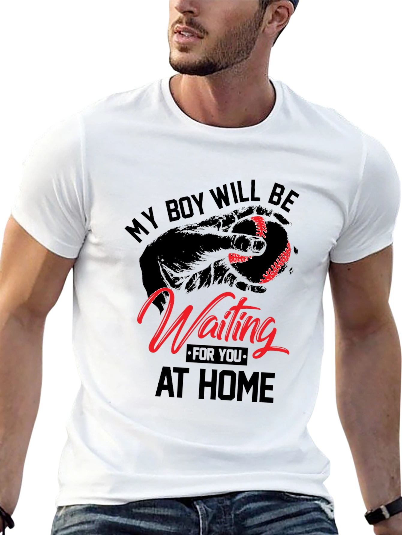 My Boy Will Be Waiting at Home Baseball T-Shirt