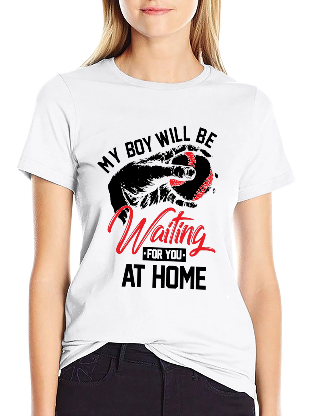 My Boy Will Be Waiting at Home Baseball T-Shirt