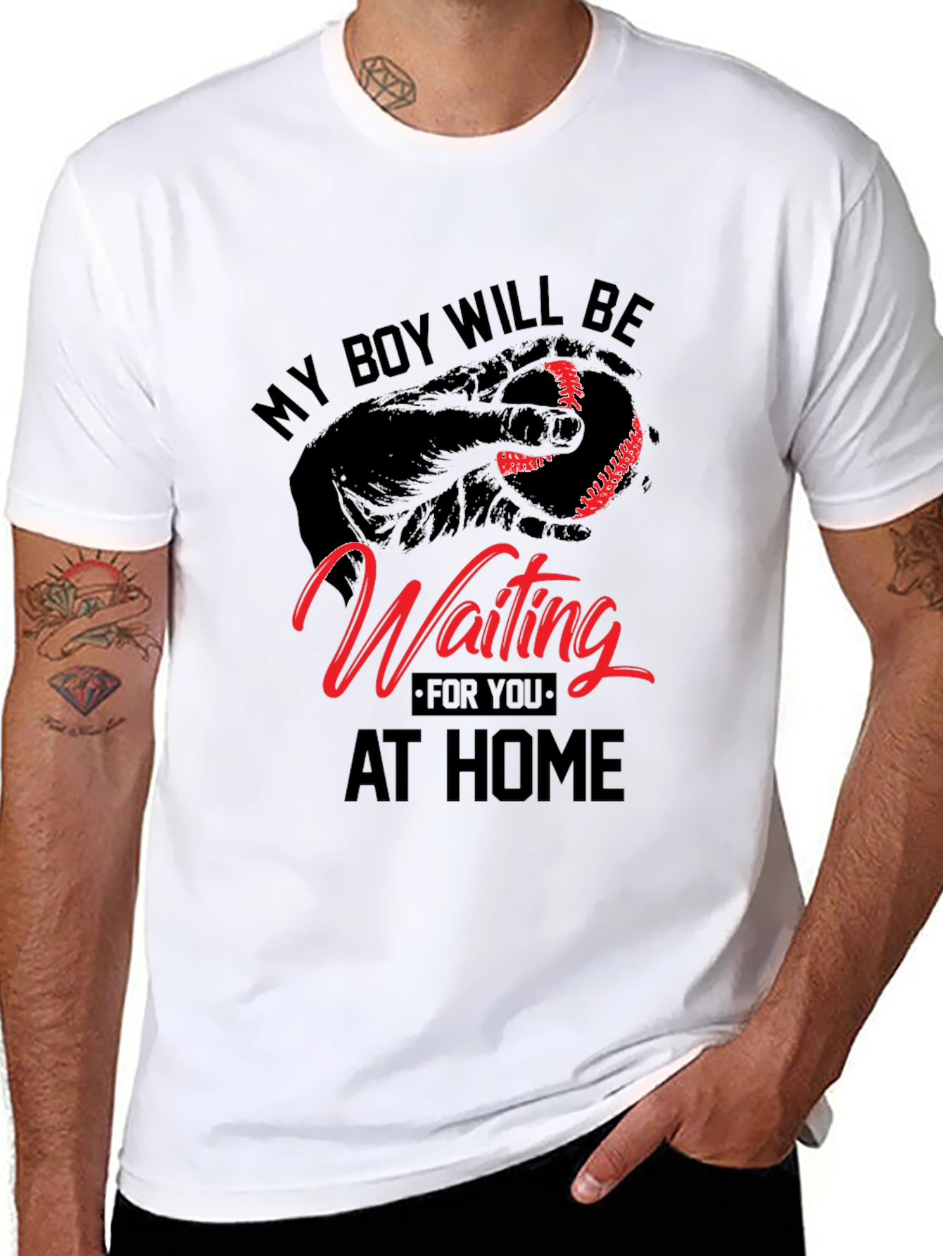 My Boy Will Be Waiting at Home Baseball T-Shirt