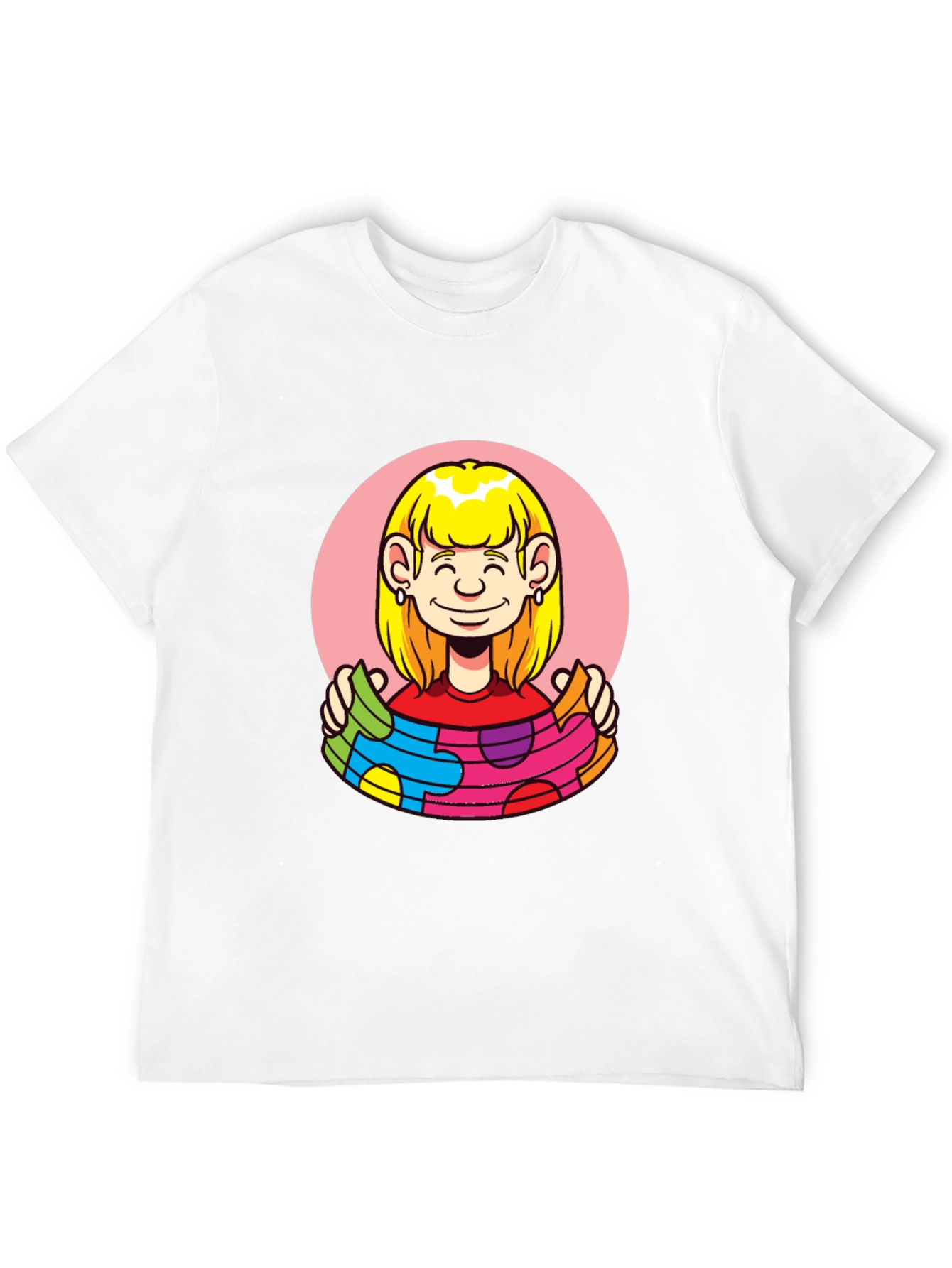 Puzzle Piece Woman Graphic Tee - Autism Awareness