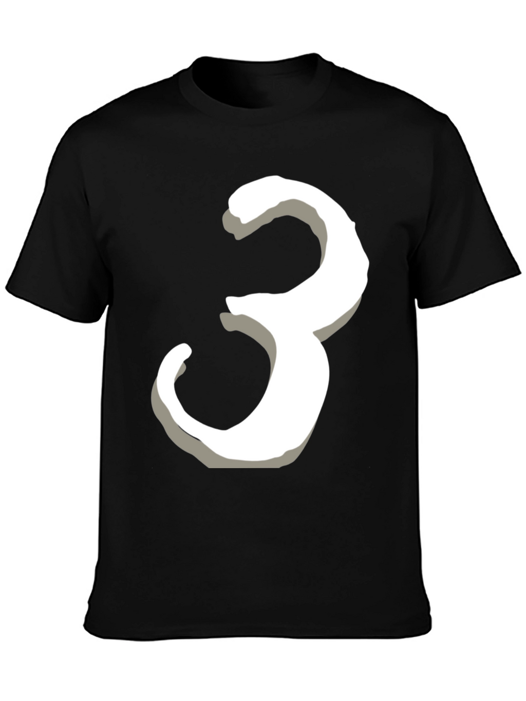 Number 3 Graphic Tee - Black Cotton T-Shirt