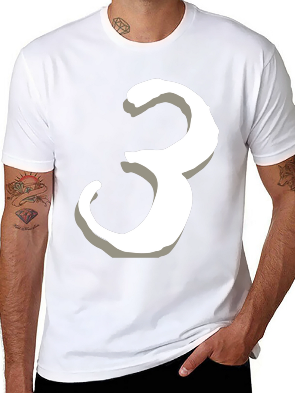 Number 3 Graphic Tee - Black Cotton T-Shirt
