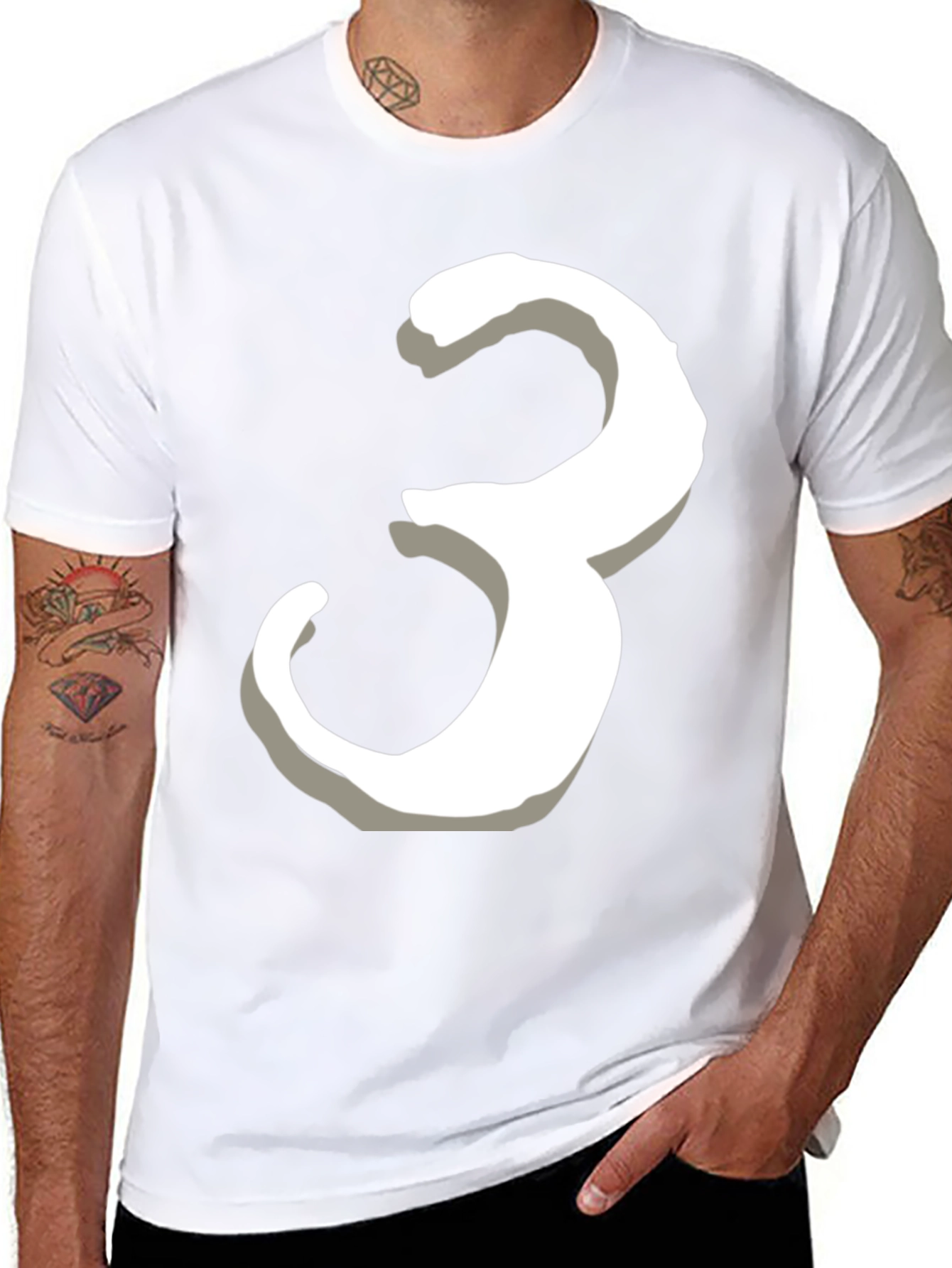 Number 3 Graphic Tee - Black Cotton T-Shirt