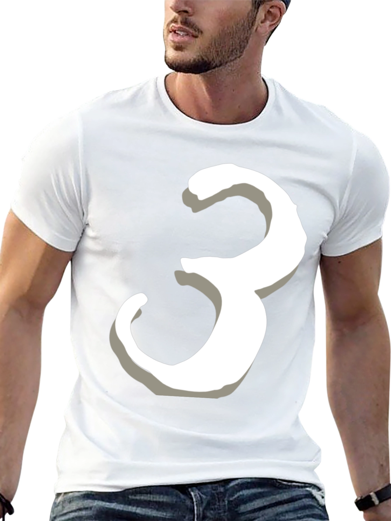 Number 3 Graphic Tee - Black Cotton T-Shirt